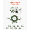 Flower Balls Arrangement Bouquet 10 PCS, 17.7-Inch Diameter Artificial Flower Balls Wedding White Roses Centerpieces, Faux Flowers Arrangements for We