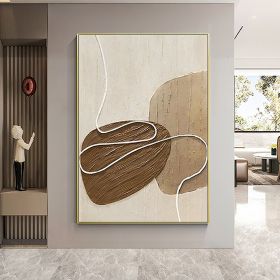 Handmade Oil Painting White and Beige Minimalist Wall Art Oversize Minimalist Painting on Canvas Neutral Textured Painting Brown Wall Decorative Paint (style: 1, size: 60X90cm)