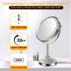 8-inch Makeup Mirror with Lights, Double Sided 1X/10X Magnifying Mirror, 3 Color Lighting Dimmable Vanity Mirror with 360Â° Swivel , Built-In Battery