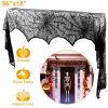 Halloween Fireplace Mantle Scarf - 96x18 Inch Black Lace Scarf with Spider Web, Bat & Spider Design, Lightweight Durable - Ideal for Haunted House, Pa
