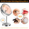 8-inch Makeup Mirror with Lights, Double Sided 1X/10X Magnifying Mirror, 3 Color Lighting Dimmable Vanity Mirror with 360Â° Swivel , Built-In Battery