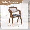 Mid Century Wooden Accent Chairs with Leathaire Seat Cushions Set of 2