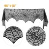 Halloween Fireplace Mantle Scarf - 96x18 Inch Black Lace Scarf with Spider Web, Bat & Spider Design, Lightweight Durable - Ideal for Haunted House, Pa