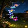 Outdoor Solar Wind Chimes with Butterfly Design, Color Changing LED Light, Waterproof Wind Chime for Garden & Home Decoration