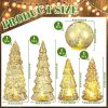 6 Pcs Mercury Glass Christmas Tree for Tabletop Light up Figurine Christmas Tree Mercury Cracked Glass Globe with Light for Xmas Decor Home Party Cent