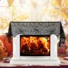 Halloween Fireplace Mantle Scarf - 96x18 Inch Black Lace Scarf with Spider Web, Bat & Spider Design, Lightweight Durable - Ideal for Haunted House, Pa