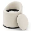 Barrel Chair with Storage 360Â° Swivel Upholstered Vanity Chair